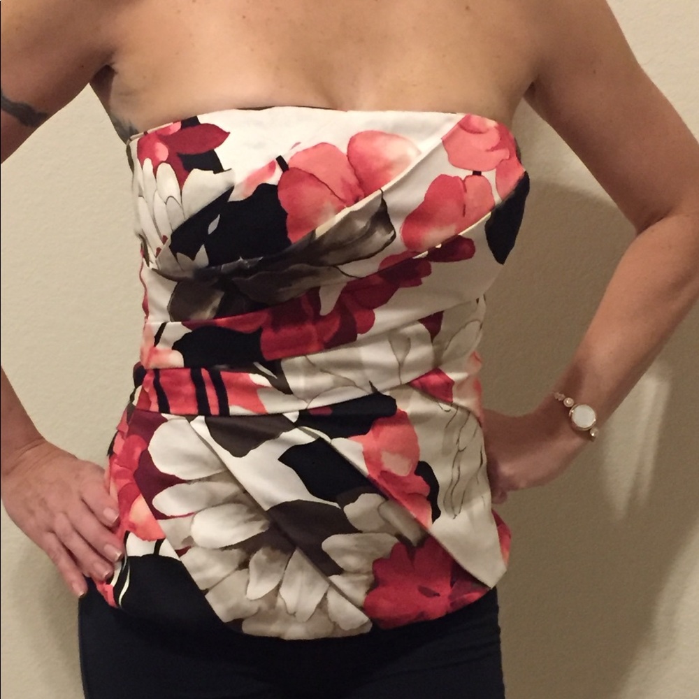 Strapless White House Black Market Floral Top.